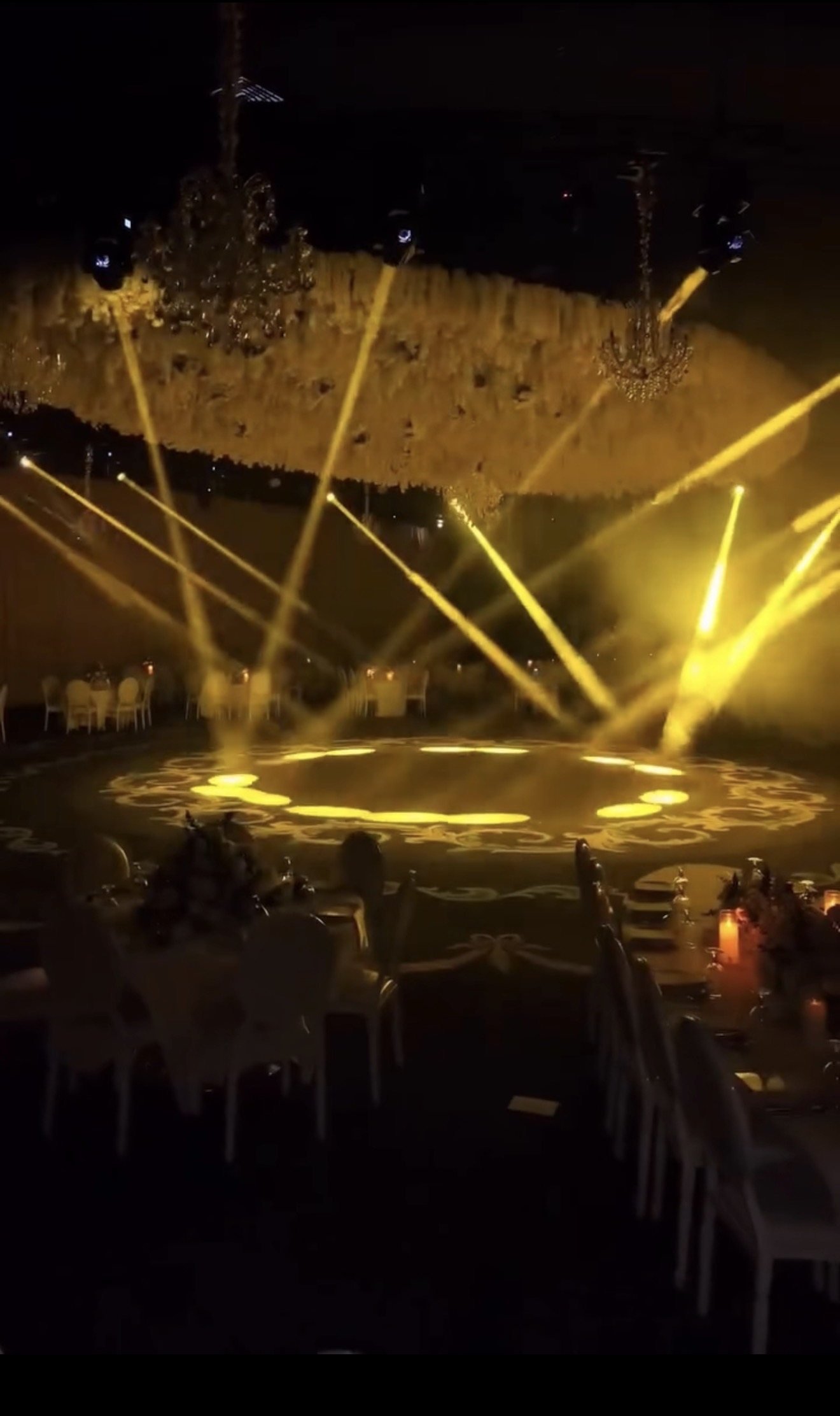 Golden beams over the dance floor